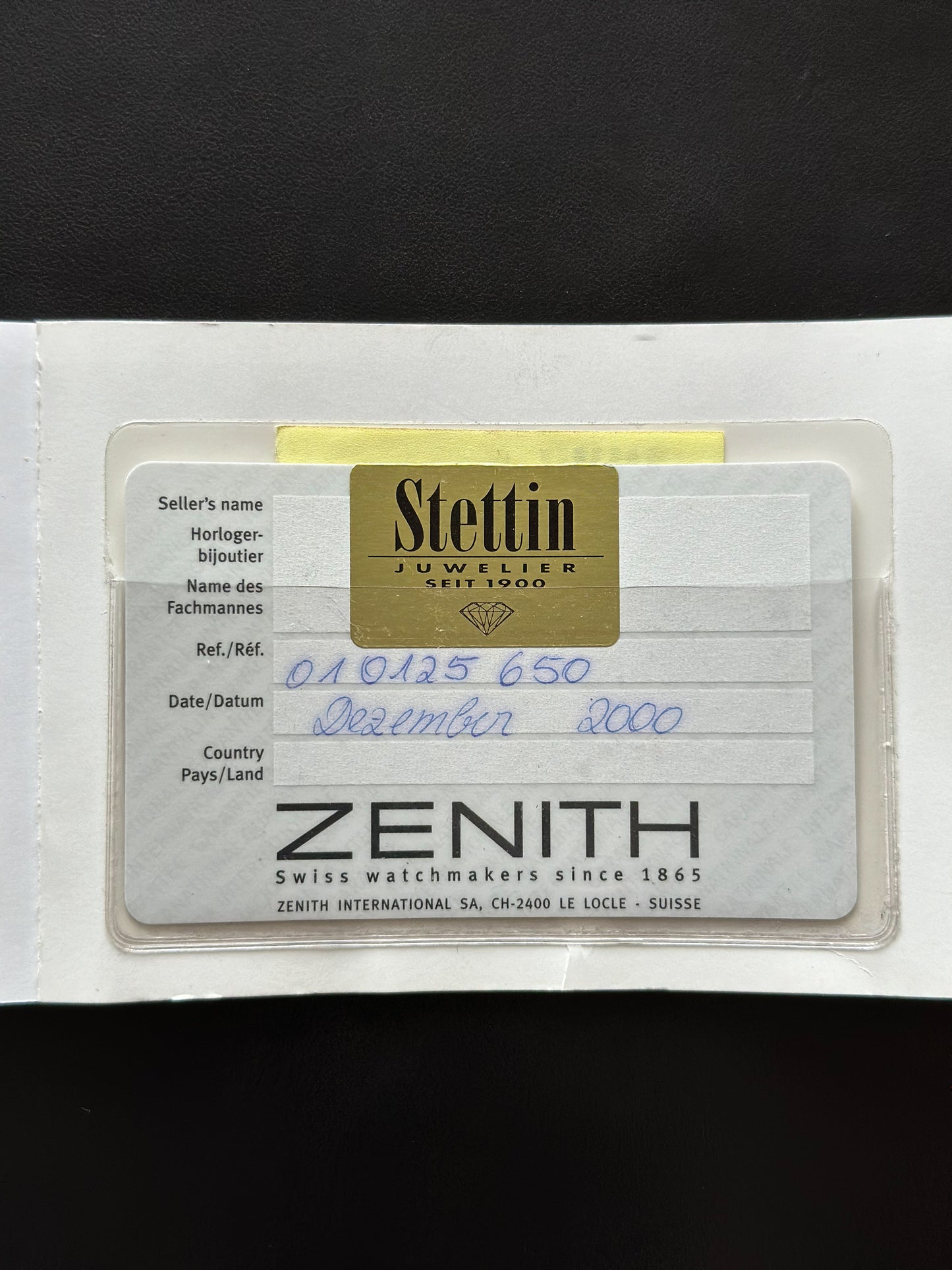 Zenith Elite HW ref. 01.1125.650/21 Full Set - 2000